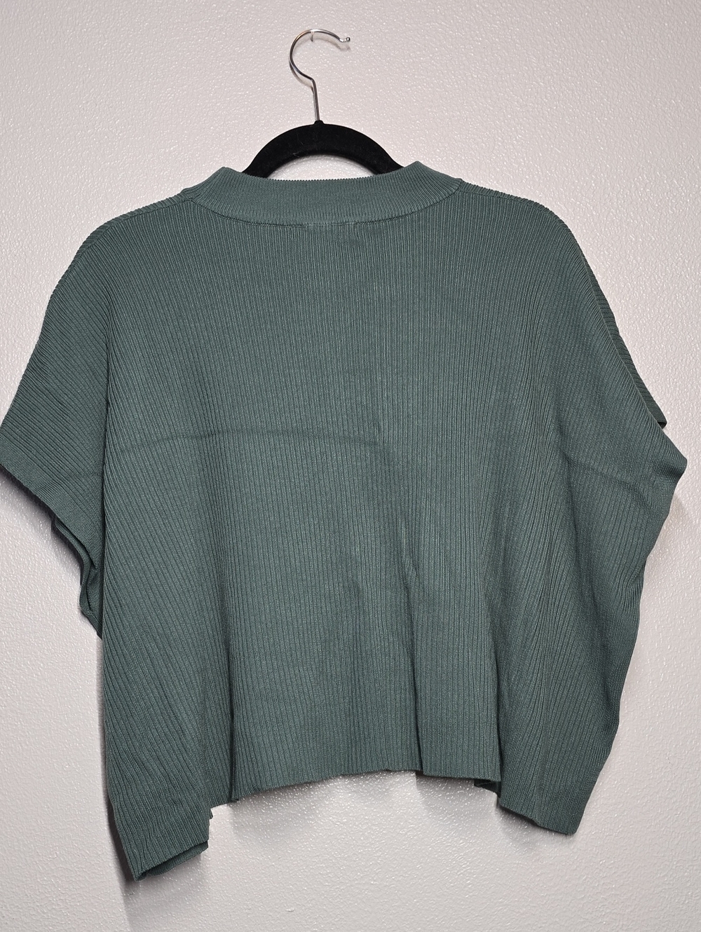 Boxy Ribbed Crewneck Sweater - Green - Picture 7 of 7